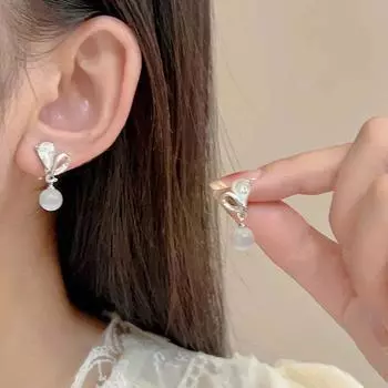 Новые женские серьги Love с кошачьим глазом, модные серьги без ушного отверстия с цирконием в форме сердца