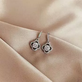 Новые женские серьги-подвески из серебра 925 пробы с четырьмя листочками клевера, роскошные микро-инкрустированные циркониевые серьги-гвоздики для пирсинга, серьги-кольца, ювелирные изделия