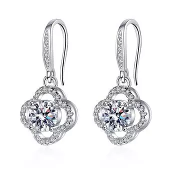 Новые женские серьги-подвески из серебра 925 пробы с четырьмя листочками клевера, роскошные микро-инкрустированные циркониевые серьги-гвоздики для пирсинга, серьги-кольца, ювелирные изделия