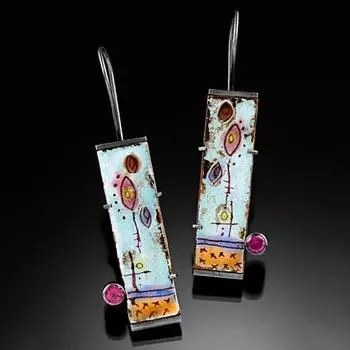 Новые женские серьги с цветочной эмалью, богемные серьги с цветочным принтом