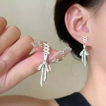 Новые женские серьги с геометрическим бантом и лентой для девочек, модные серьги простого дизайна для вечеринок