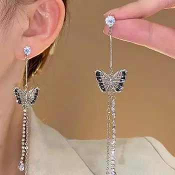Новые женские серьги с кисточками-бабочками в китайском стиле, универсальные серьги с роскошным текстурным дизайном в стиле ретро