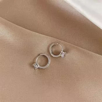 Новые женские серьги с пряжкой из серебра 925 пробы, простые микро-инкрустированные цирконием, четыре когтя, драгоценные камни, пара сережек-колец для пирсинга, ювелирные изделия для фестиваля