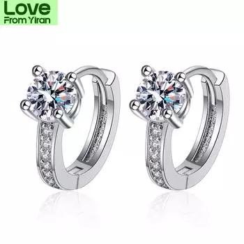 Новые женские серьги с пряжкой из серебра 925 пробы, простые микро-инкрустированные цирконием, четыре когтя, драгоценные камни, пара сережек-колец для пирсинга, ювелирные изделия для фестиваля