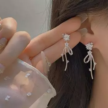 Новые женские серьги с супер-флэш-цирконом и персонализированным бантом, роскошные серьги-джокер с пятиконечной звездой