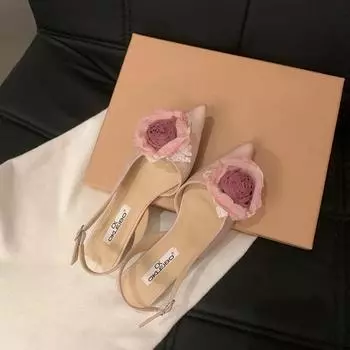 Новые женские шелковые цветочные декоративные одинарные туфли сексуальные прозрачные остроносые босоножки на высоком каблуке вечерние женские сандалии для вечернего платья 35 чёрный