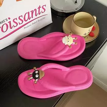 Новые женские шлепанцы на платформе, модные повседневные сандалии с завышенной талией, пляжные тапочки для пар, женская обувь 36-37 [One size smaller] чёрный