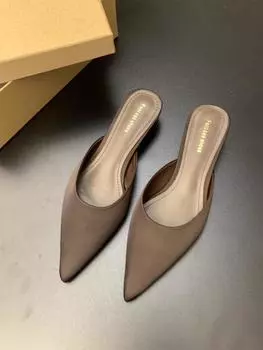 Новые женские шлепанцы с острым носком, модные женские элегантные модельные сандалии ярких цветов, шлепанцы на квадратном низком каблуке 35