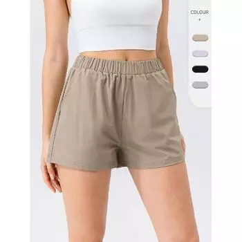 Новые женские шорты для йоги телесного цвета с принтом и карманами, облегающие, эластичные, быстросохнущие, спортивные и фитнес-шорты S чёрный