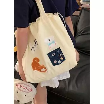 Новые женские симпатичные вышитые холщовые сумки, студенческая сумка, дизайнерские сумки-тоуты, модная сумка для отдыха, универсальная сумка через плечо большой емкости