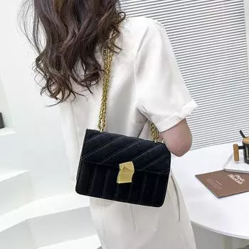 Новые женские сумки через плечо, маленькие квадратные бархатные мягкие сумки с пряжкой-цепочкой, повседневные сумки-мессенджеры через плечо
