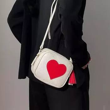 Новые женские сумки через плечо с принтом в виде сердца, модные кожаные сумки через плечо, роскошные мини-сумки на молнии, повседневные сумки для телефона
