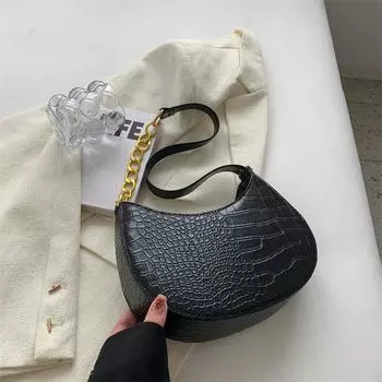 Новые женские сумки на одно плечо, однотонные, с цепочкой, текстурированные, универсальные, женская сумка, повседневная, женская сумка подмышкой (20cm<Max Length<30cm)