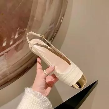 Новые женские свадебные туфли, босоножки с перекрещенными ремешками на щиколотке, золотистые носки, средний каблук, платье, разноцветные босоножки, женские летние туфли 35 бежевый