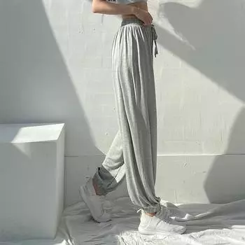 Новые женские свободные леггинсы на весну и осень, брюки-фонарики, брюки для танцев из модала, утягивающие спортивные брюки с высокой талией S серый