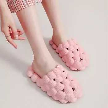 Новые женские тапочки Bubble Slides Eva, мужская обувь, домашние пляжные сандалии, мягкая платформа для отдыха на открытом воздухе 2024 36-37 чёрный