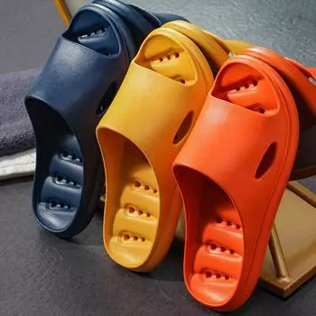 Новые женские тапочки для ванной, новая мода, однотонная противоскользящая мягкая легкая подошва, дышащая домашняя обувь для пар 39 оранжевый