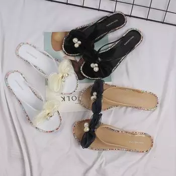Новые женские тапочки, летние шлепанцы, верхняя одежда, пляжные сандалии на плоской подошве с разноцветными бриллиантами и бабочками, модные и удобные 36 чёрный
