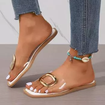 Новые женские тапочки, модные повседневные однотонные туфли на плоской подошве с жемчугом, простые уличные удобные пляжные сандалии на мягкой подошве, Sandalias Femininas 35 белый