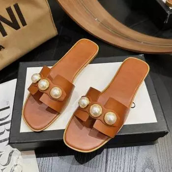 Новые женские тапочки, модные повседневные однотонные туфли на плоской подошве с жемчугом, простые уличные удобные пляжные сандалии на мягкой подошве, Sandalias Femininas 36 белый