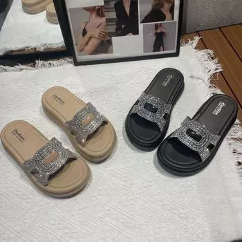 Новые женские тапочки на лето, повседневные и модные однотонные классные тапочки, пляжные тапочки на плоской подошве для похода на море 36 чёрный