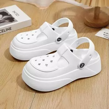 Новые женские тапочки с дырочками, летняя уличная повседневная обувь, легкая износостойкая трендовая белая пляжная обувь для девочек 36