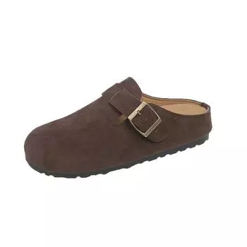 Новые женские тапочки-сабо из замши Модная пробковая подошва Пляжные тапочки Мягкие пробковые нескользящие женские тапочки-сабо 35