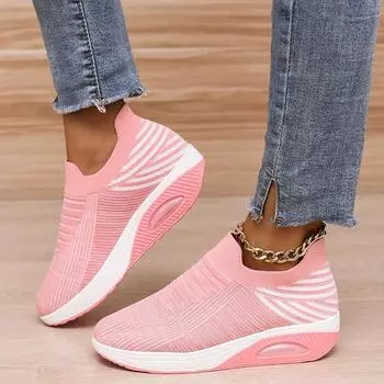 Новые женские тканые трикотажные дышащие повседневные спортивные туфли, женские кроссовки для бега и ходьбы, обувь 38 чёрный