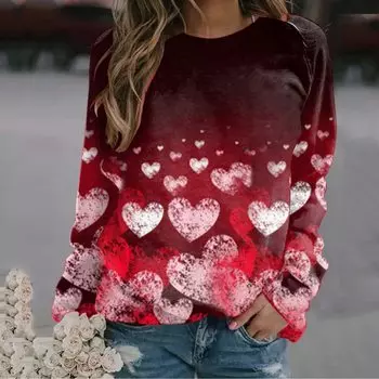 Новые женские толстовки с капюшоном Love 3D Print с длинным рукавом и круглым вырезом, свободный осенний пуловер, модный универсальный женский свитер S