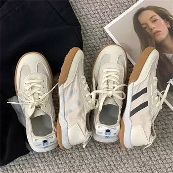 Новые женские трендовые кроссовки женские вулканизированные туфли бежевые женские туфли на платформе со шнуровкой на плоской подошве спортивные весенне-осенние женские кроссовки 35 бежевый