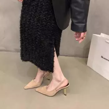 Новые женские трендовые туфли на высоком каблуке Летняя мода Пряжка Острые каблуки Сандалии Женские Комфорт Простота Шпильки Сандалии Zapatos Mujer 35 чёрный