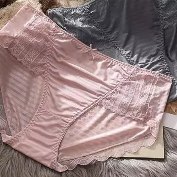 Новые женские трусики средней талии с кружевным бантом, большие размеры, однотонные, с утягивающим эффектом, с приподнятой попоной, мягкие, эластичные, быстросохнущие, антисептические, женские трусы-брифы XL светло-серый