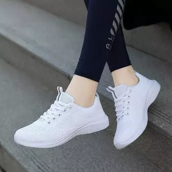 Новые женские туфли большого размера, модные кроссовки, дышащая сетчатая обувь, весенние кроссовки 35 чёрный