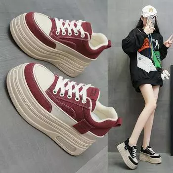 Новые женские туфли для миниатюрных женщин, увеличивающие рост, спортивная повседневная обувь, винтажные универсальные модные туфли из парусины 35