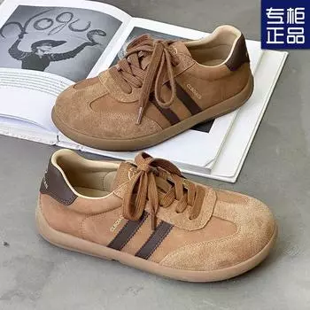 Новые женские туфли Forrest Gump, дышащие, подходящие по цвету, на шнуровке, с круглым носком, осенняя обувь 2024 года, женская ретро-повседневная немецкая тренировочная спортивная обувь 35 хаки