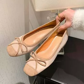 Новые женские туфли из натуральной кожи, одинарные туфли с круглым носком и неглубоким вырезом, французские простые туфли с бантом, темпераментные туфли на среднем каблуке 34 чёрный