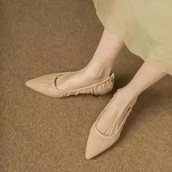 Новые женские туфли-лодочки, эластичные топсайдеры, базовые туфли-лодочки с острым носком, лаконичные модельные туфли без шнуровки на высоком каблуке, осенняя обувь Zapatos Mujer 35