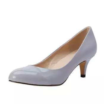 Новые женские туфли-лодочки из лакированной кожи телесного белого цвета на низком каблуке 5 см, сексуальные туфли с острым носком для офиса и женщин, свадебные туфли, большой размер 42 35