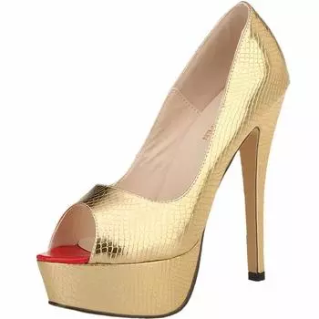 Новые женские туфли-лодочки из лакированной кожи на платформе с сексуальным крокодиловым узором, 14 см, на высоком каблуке с открытым носком, на шпильках, для вечеринки и свадьбы 35