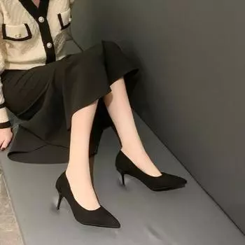 Новые женские туфли-лодочки из замши на высоком каблуке Модные офисные туфли Туфли-шпильки для вечеринок Женские удобные туфли на каблуках 35