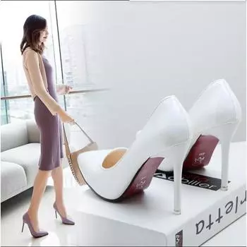 Новые женские туфли-лодочки из замши на высоком каблуке, модные офисные туфли-шпильки для вечеринок, женские удобные туфли на каблуках 34 чёрный