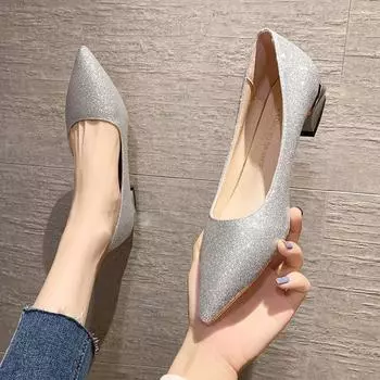 Новые женские туфли-лодочки модные блестящие женские туфли из лакированной кожи на толстой подошве с острым носком женские туфли без застежек Zapatos De Mujer 35 чёрный