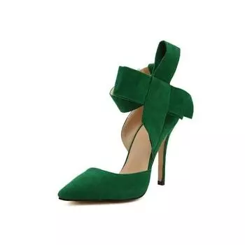 Новые женские туфли-лодочки, модные классические туфли на высоком неглубоком каблуке с бантом, туфли на шпильке с острым носком, пустые тонкие свадебные туфли для джазовых танцев 35 красный