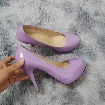 Новые женские туфли-лодочки осенние туфли с круглым носком на высоком каблуке модные сексуальные туфли на каблуке 12 см на банкетной платформе туфли-шпильки свадебные туфли для выпускного вечера больших размеров 35 чёрный