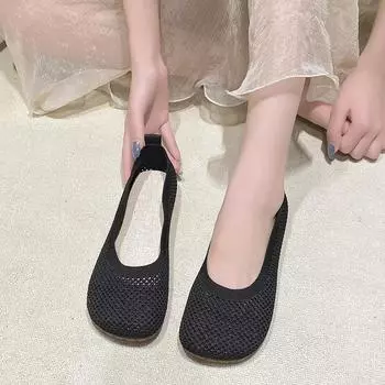 Новые женские туфли-лодочки с мягкой резиновой подошвой Doudou напрямую от производителя весна-лето 2025 года с одной педалью 35 чёрный