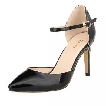 Новые женские туфли-лодочки с острым носком, лакированная кожа, высокие каблуки, сексуальные босоножки с ремешком на щиколотке, женские туфли для вечеринки и свадьбы, Femininos 952-7PA 35