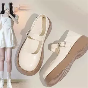 Новые женские туфли Мэри Джейн Новые летние туфли в британском стиле во французском стиле, универсальные кожаные туфли с круглым носком и толстой подошвой 35 чёрный