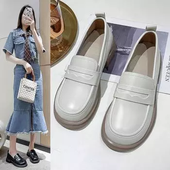 Новые женские туфли Мэри Джейн, повседневные лоферы, студенческие студенческие туфли из микрофибры на плоской подошве, удобные туфли-лодочки на платформе 35