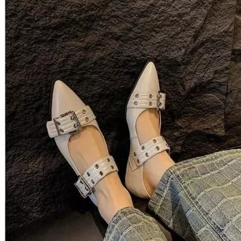 Новые женские туфли Мэри Джейн с острым носком, летние туфли, дизайнерские брендовые сандалии, платье в стиле Лолиты, женские туфли для ходьбы 35