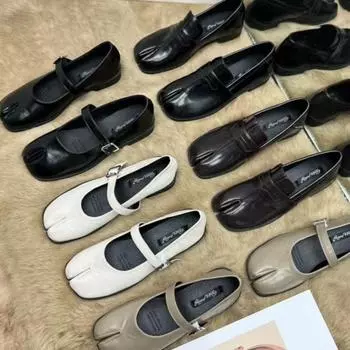 Новые женские туфли Mary Jane на плоской подошве с раздельным носком, удобные сандалии из микрофибры, женские мокасины на мягкой подошве 35